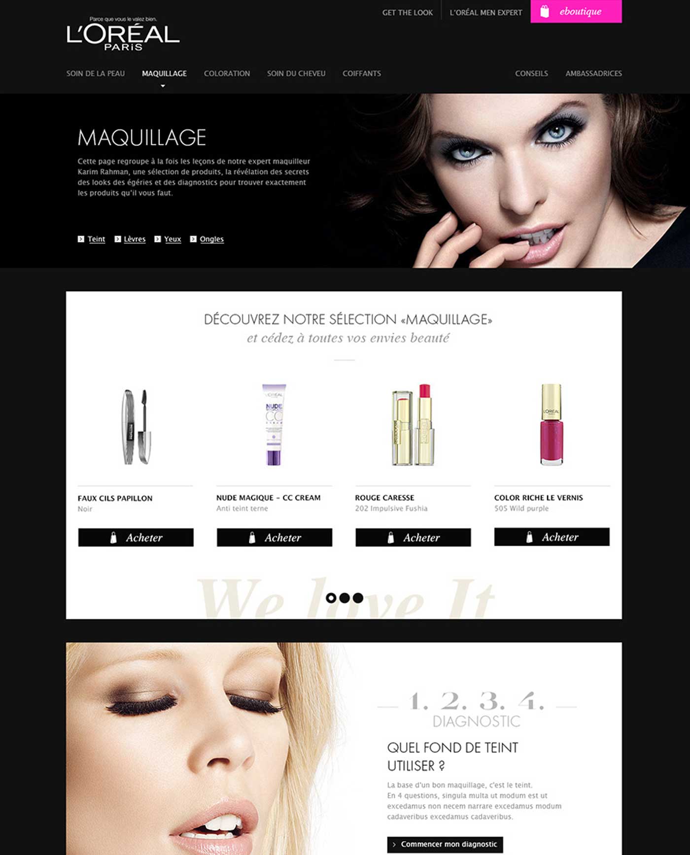 L'Oréal Paris homepage screenshot